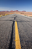 View of the Utah monuments in Monument Valley Navajo Tribal Park from Forrest Gump Point on Highway 163 in Utah.