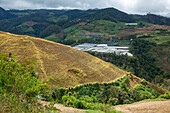 Farmland & greenhouses in the hills around Constanza in the Dominican Republic. Most of the vegetables in the country are raised here..