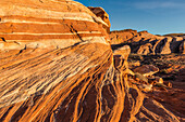 Colorful eroded Aztec sandstone formations in Valley of Fire State Park in Nevada.