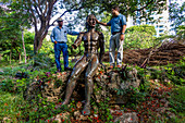 Statue of a native Taino man by father & son sculptors, Jose Ramon Rotelini Sr. & Jr., in Santo Domingo, Dominican Republic.