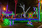 Millions of Christmas lights decorate the Ibero-American Park in Santo Domingo, Dominican Republic.