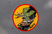 Combat squadron dragon emblem on a Super Tucano fighter aircraft at the San Isidro Air Base in the Dominican Republic.