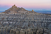 Angel Peak Scenic Area near Bloomfield, New Mexico. Angel Peak and the Kutz Canyon badlands, just after sundown.