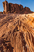 in the eroded Aztec sandstone of Valley of Fire State Park in Nevada.