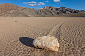 Sailing stones & tracks on the Racetrack Playa in Death Valley National Park in the Mojave Desert, California.