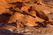 Colorful eroded Aztec sandstone formations in Little Finland, Gold Butte National Monument, Nevada.