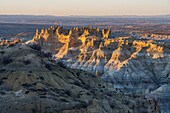 Angel Peak Scenic Area near Bloomfield, New Mexico. At left is the Castle with the Kutz Canyon badlands below.