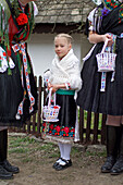 Traditional costumes and folk traditions at Easter Festival in Holl?k?, UNESCO World Heritage-listed village in the Cserh?t Hills of the Northern Uplands, Hungary.