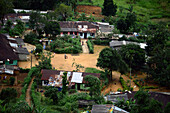 View of village from above. Train ride from Kandy to Nuwara Eliya, Sri Lanka