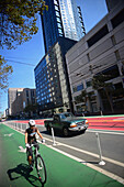 Bicycle lane in Market Street, San Francisco.