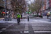 Zaragoza, vom Sturm Juan mit Schnee bedeckt