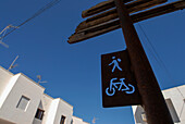 Pedestrian and bicycle sign in Sant Francesc, Formentera