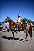 Morning parade at Navajo Nation Fair, a world-renowned event that showcases Navajo Agriculture, Fine Arts and Crafts, with the promotion and preservation of the Navajo heritage by providing cultural entertainment. Window Rock, Arizona.