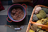 Traditional S?mi arts and crafts. Inside the home of Tuula Airamo, a S?mi descendant, and Reindeer farmer, by Muttus Lake. Inari, Lapland, Finland