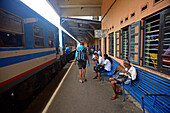 People in train station platform, Sri Lanka