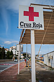Spanish red cross point in Altea, Alicante, Spain