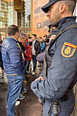 Agricultural organizations and groups of farmers join forces to show their demand at the National Meeting of Cereal Operators held within the framework of the FIMA. A small group of farmers protested this Thursday in front of the Zaragoza Auditorium, Spain