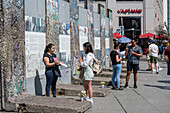 A section of the famous Berlin Walll being displayed in potsdamer platz in Berlin Germany