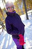 Young attractive woman in Pyha ski resort, Lapland