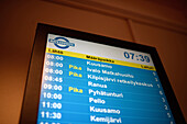 Schedule screen in Rovaniemi Bus Station