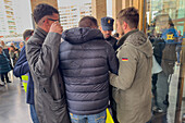 Agricultural organizations and groups of farmers join forces to show their demand at the National Meeting of Cereal Operators held within the framework of the FIMA. A small group of farmers protested this Thursday in front of the Zaragoza Auditorium, Spain