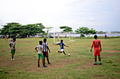 Young boys train soccer in Galle, Sri Lanka