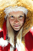 Cute blonde woman dressed as an elf. Lapland, Finland