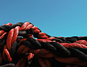 Close up of coiled mooring rope