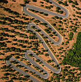 Spain, Majorca, Aerial view of winding mountain road
