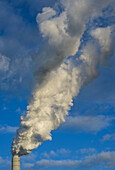 Netherlands, Rotterdam, Smoke rising from coal fired power station