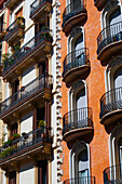 Facade Of A Residential Building With Balconies; Barcelona, Spain