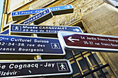Destination Signs In The Historical District Of Marais; Paris, France