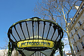 A Sign For The Metropolitain, The Public Rapid Transit System; Paris, France