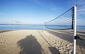 A Volleyball Net On A White Sand Beach; Mauritius