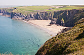 Musselwick Sands bei Marloes, Pembrokeshire-Küstenpfad, Südwest-Wales; Pembrokeshire, England
