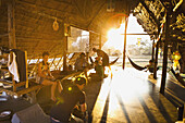 Views At Sunset From A Public Hut Just Outside Of The City With Views Of The Rice Fields And Stunning Scenery; Pai, Thailand