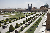 Imam-Moschee vom Ali Qapu-Palast aus gesehen, Imam-Platz (Maydan-E Imam); Isfahan, Iran