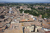 Luftaufnahme der Stadt Siena; Siena, Toskana, Italien