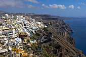The Town Of Fira; Fira, Santorini, Cyclades, Greek Islands, Greece