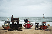 Boats On The Beach; Punta Del Diablo, Uruguay