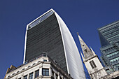 The Walkie Talkie Building, 20 Fenchurch Street, Designed By Rafael Vinoly With The Spire Of Christopher Wren's Church St Margaret Pattens; London, England