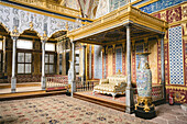 Ornate architectural detail and furnishings in Topkapi Palace; Istanbul, Turkey