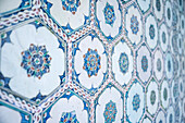 Close-up detail of the mosaic of ornate tile in Topkapi Palace; Istanbul, Turkey