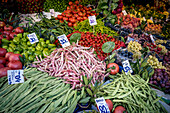 Fruits and vegetables for sale at Kadikoy produce market in Kadikoy, Istanbul; Istanbul, Turkey