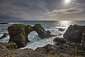 Lava cliffs along the seashore at Arnastapi, Snaefellsnes peninsula, on the west coast of Iceland; Iceland