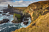 Rocks of Londranger in Snaefellsjokull National Park, Snaefellsnes peninsula, west coast of Iceland; Iceland