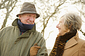 Mature couple looking at each other in a park