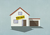 Schild "Zu verkaufen" an einem Haus
