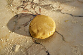 Still life cookie dough on floured granite counter