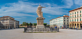 View of Ferdinando III statue in Piazza della Repubblica, Livorno, Province of Livorno, Tuscany, Italy, Europe